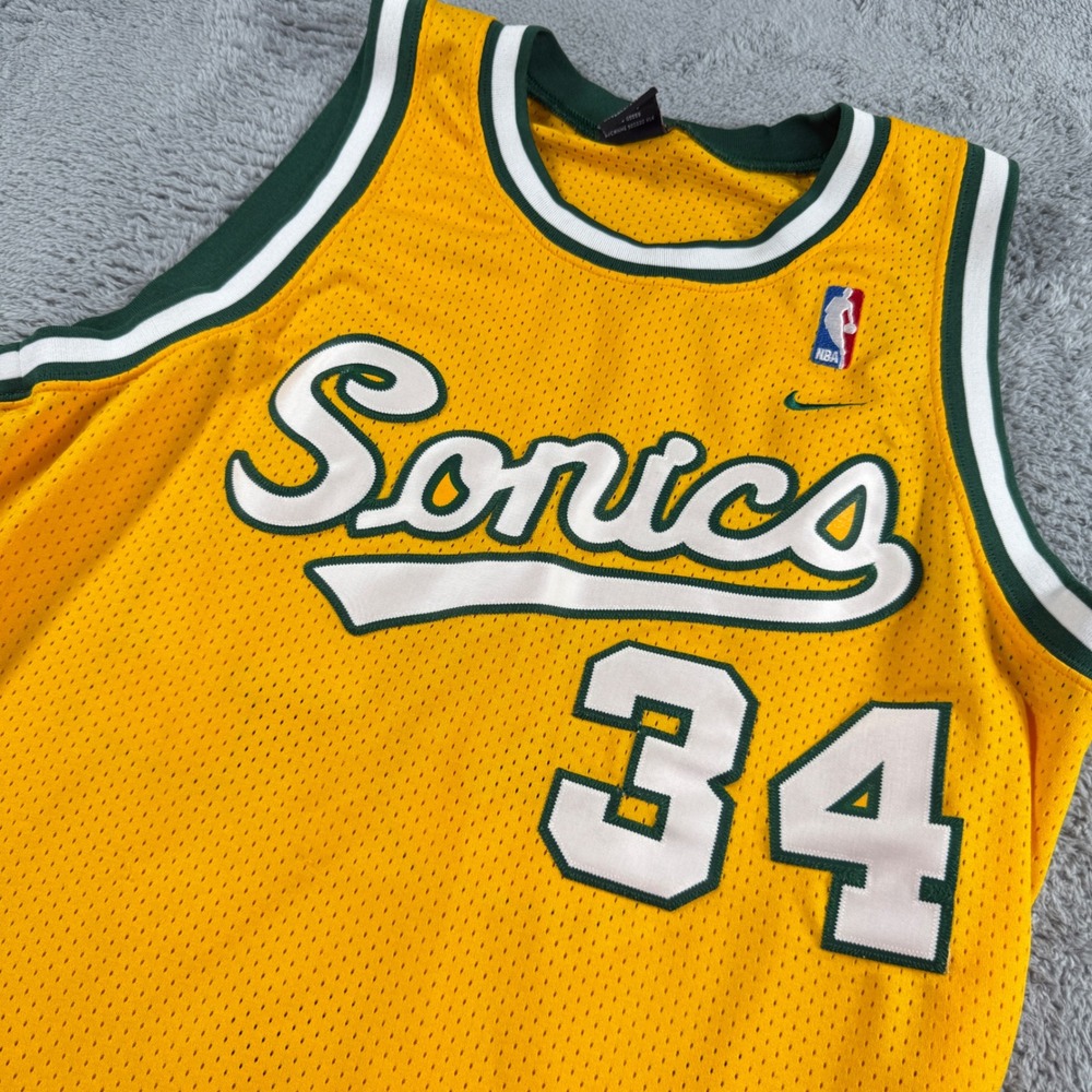 Nike Ray Allen Seattle Sonics Jersey Mens L Yellow Excellent NBA Basketball